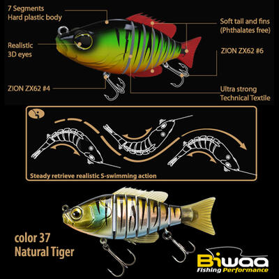 Swimbait Biwaa Seven Section 10cm/17g, culoare Natural Tiger