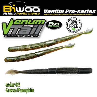 Shad Biwaa Venum Tail 10cm, culoare 05 Green Pumpkin